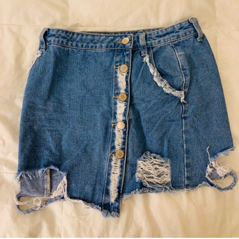 Urban Outfitters Distressed Denim Mini Skirt